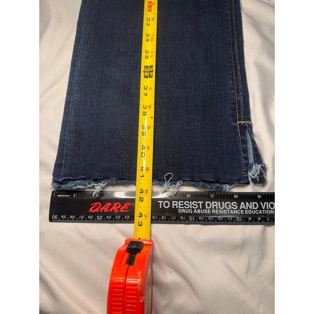Jen7 Jeans Women 18 Blue Slim Bootcut Raw Hem + Side Slit Hem Stretch Streetwear - Picture 4 of 5